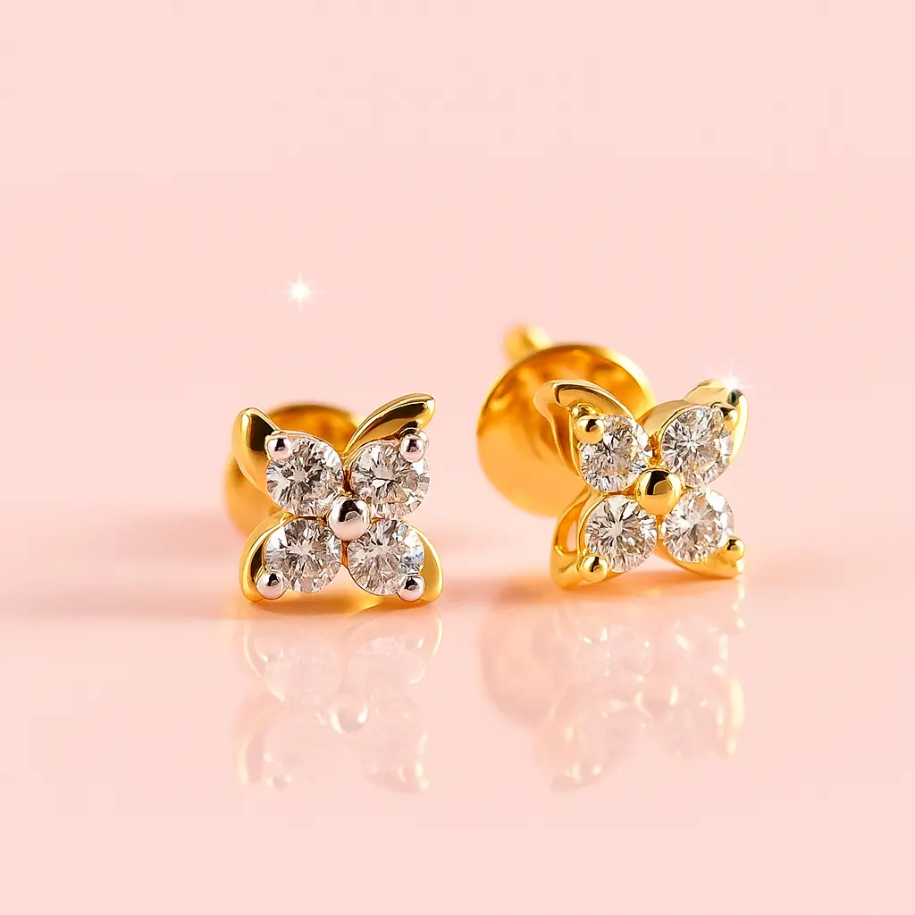 Cute butterfly inspired stud earrings crafted with silver alloy and american diamond