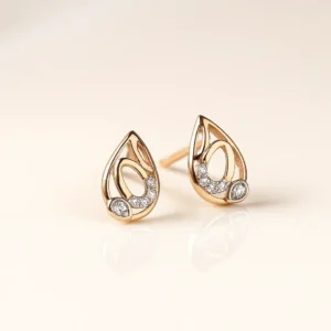 Teardrop Inspired Open Design Silver Stud Earrings with American Diamond Finish