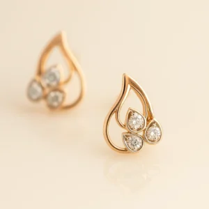 Teardrop Pattern Silver Stud Earrings with Sparkling American Diamonds