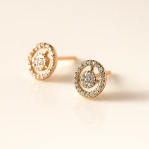 Round Halo Silver Stud Earrings with Cluster American Diamonds