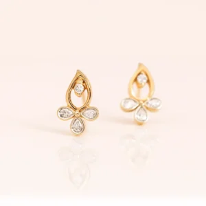 Delicate Floral Drop Silver Stud Earrings
