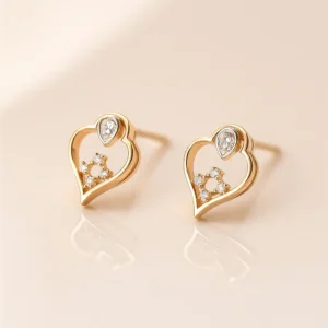 Romantic heart design silver stud earrings