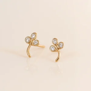 Delicate clover inspired silver stud earrings