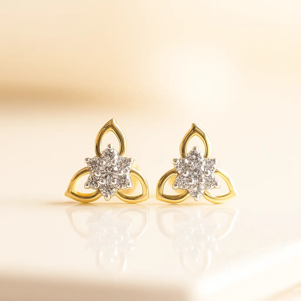 Trinity petal silver stud earrings