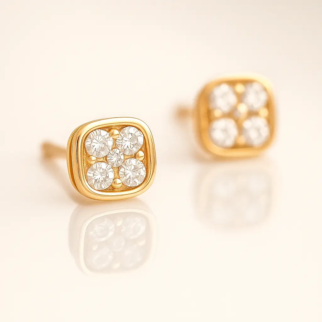 Minimal cushion square silver stud earrings