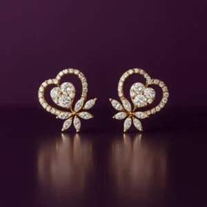 Delicate petal drop silver stud earrings