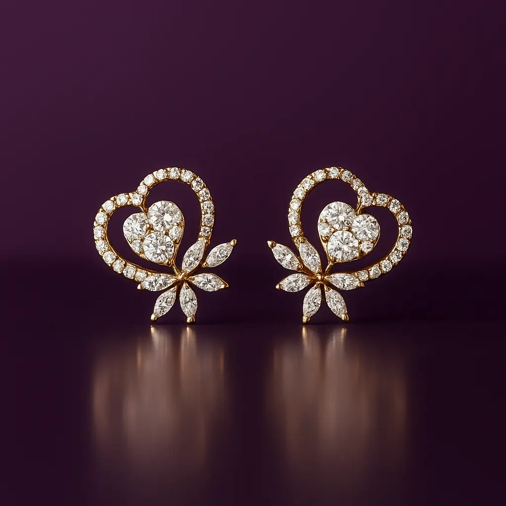 Delicate petal drop silver stud earrings