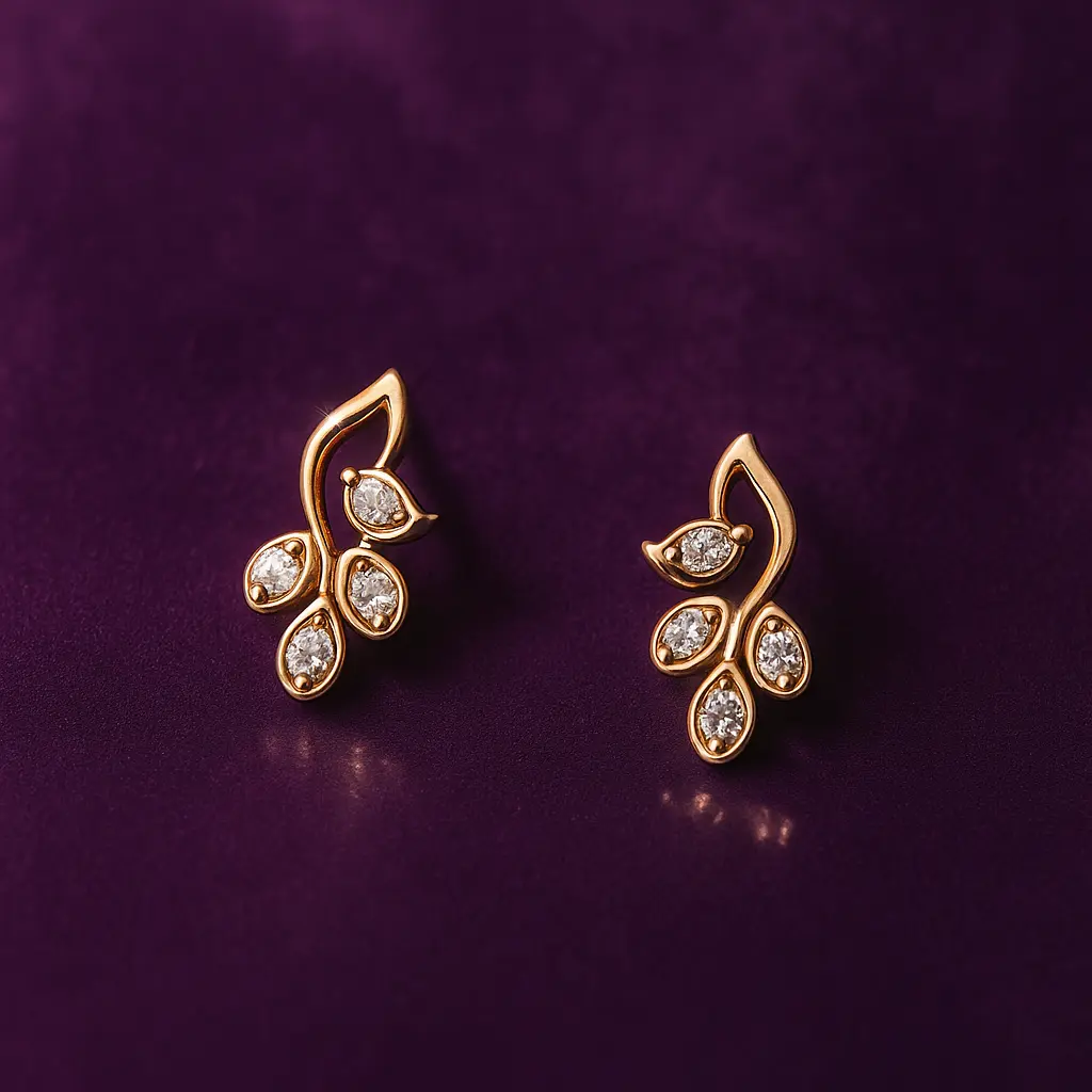 Nature inspired vine silver stud earrings