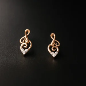 Graceful heart swirl silver stud earrings