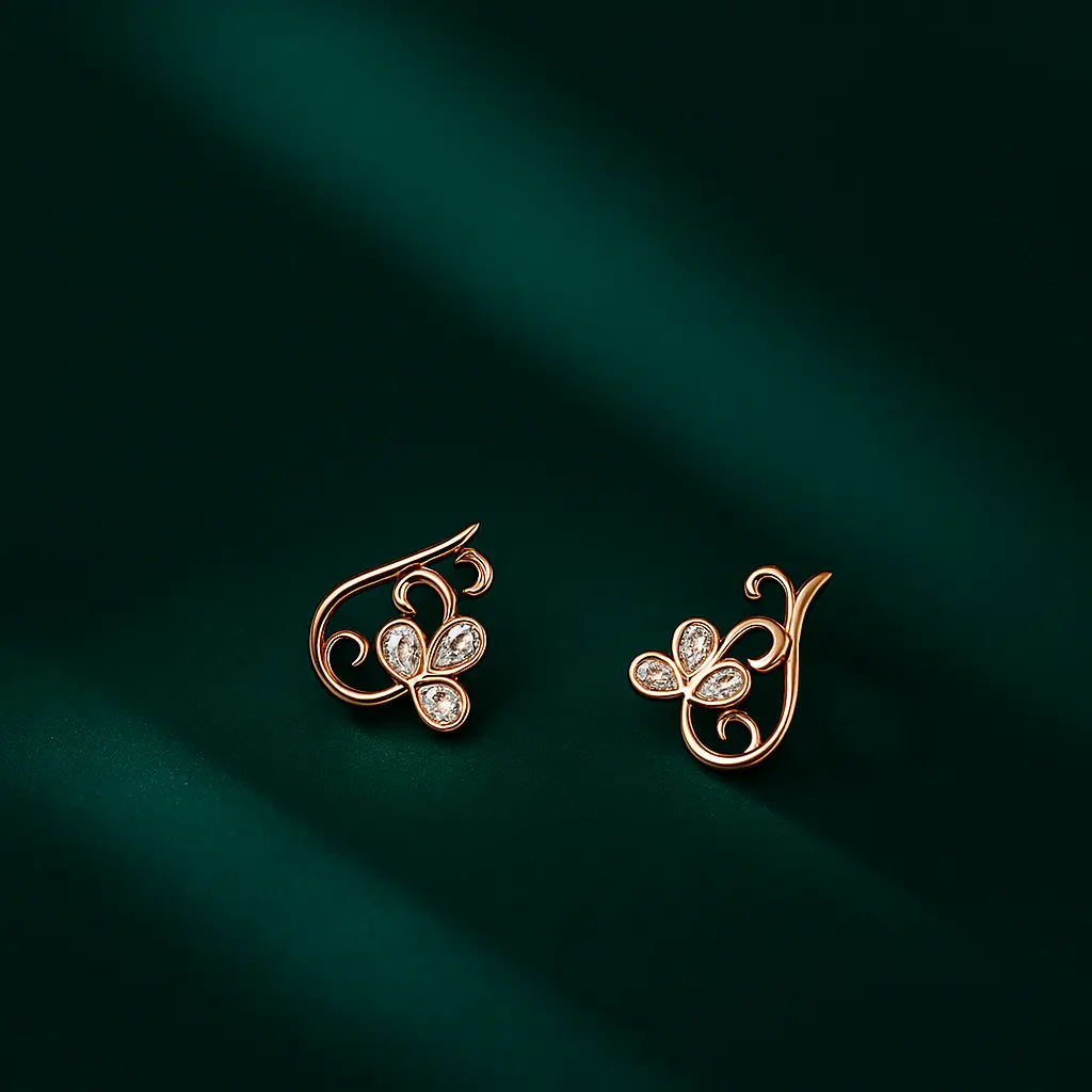 Delicate vine curve silver stud earrings