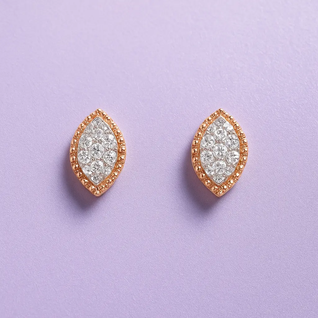 Minimal marquise sparkle silver stud earrings