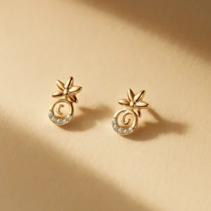 Star-shaped silver alloy stud earrings with American diamonds.|
