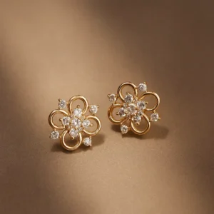 Pineapple silver alloy stud earrings with American diamonds.|