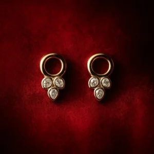 Stylish circle drop silver alloy american diamond stud earrings