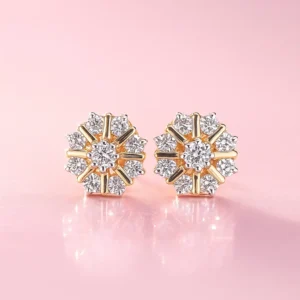 Floral cluster silver alloy american diamond stud earrings|