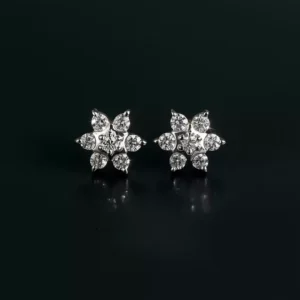 Star shape silver alloy american diamond stud earrings|