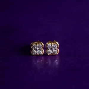 Mini clover silver alloy american diamond stud earrings|