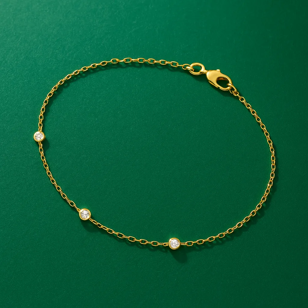 Unique Silver Alloy Beaded Chain Bracelet with American Diamond Highlights