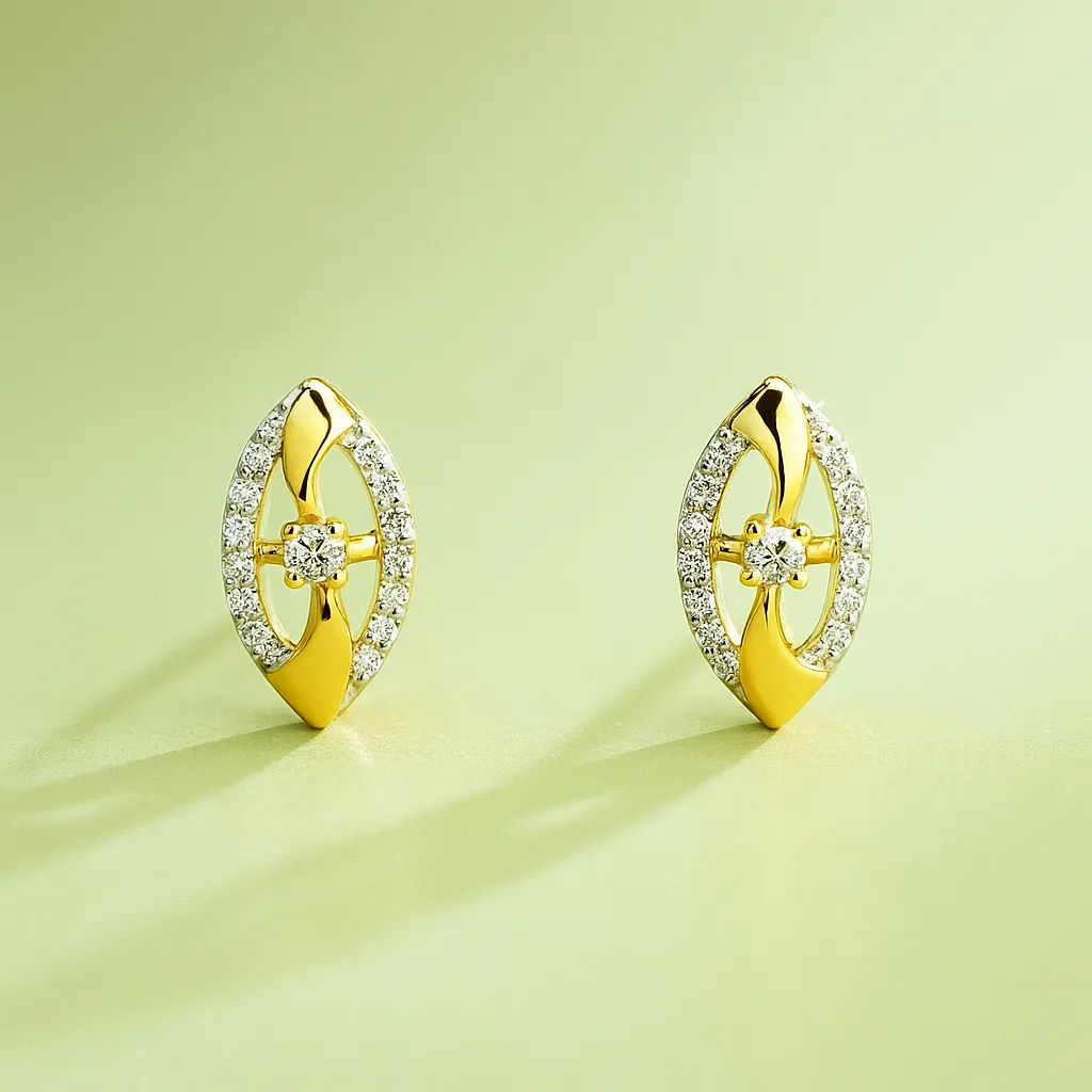 Marquise oval stud earrings with american diamonds