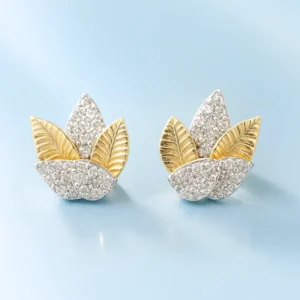 Leaf cluster stud earrings with american diamonds