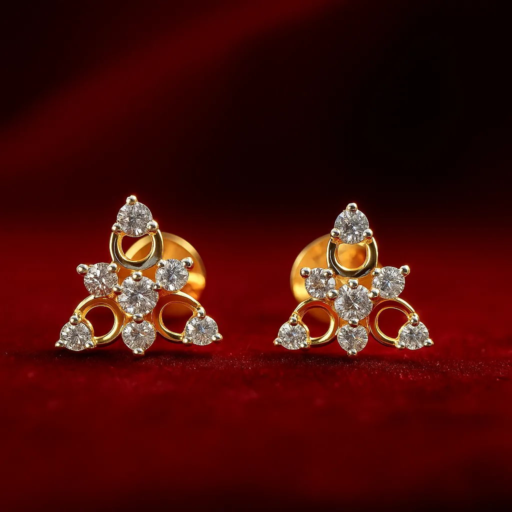 Triangle cluster stud earrings with american diamonds