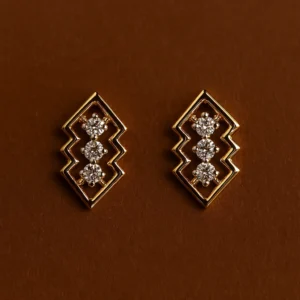Geometric zigzag stud earrings with american diamonds