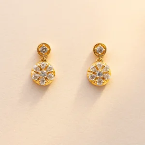 Round drop floral stud earrings with american diamonds