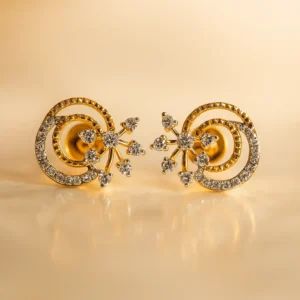 Spiral cluster stud earrings with american diamonds