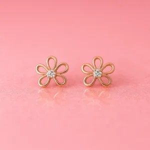 Delicate Floral Diamond Stud Earrings