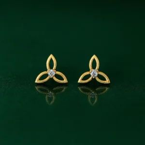 Trinity Floral Golden Stud Earrings