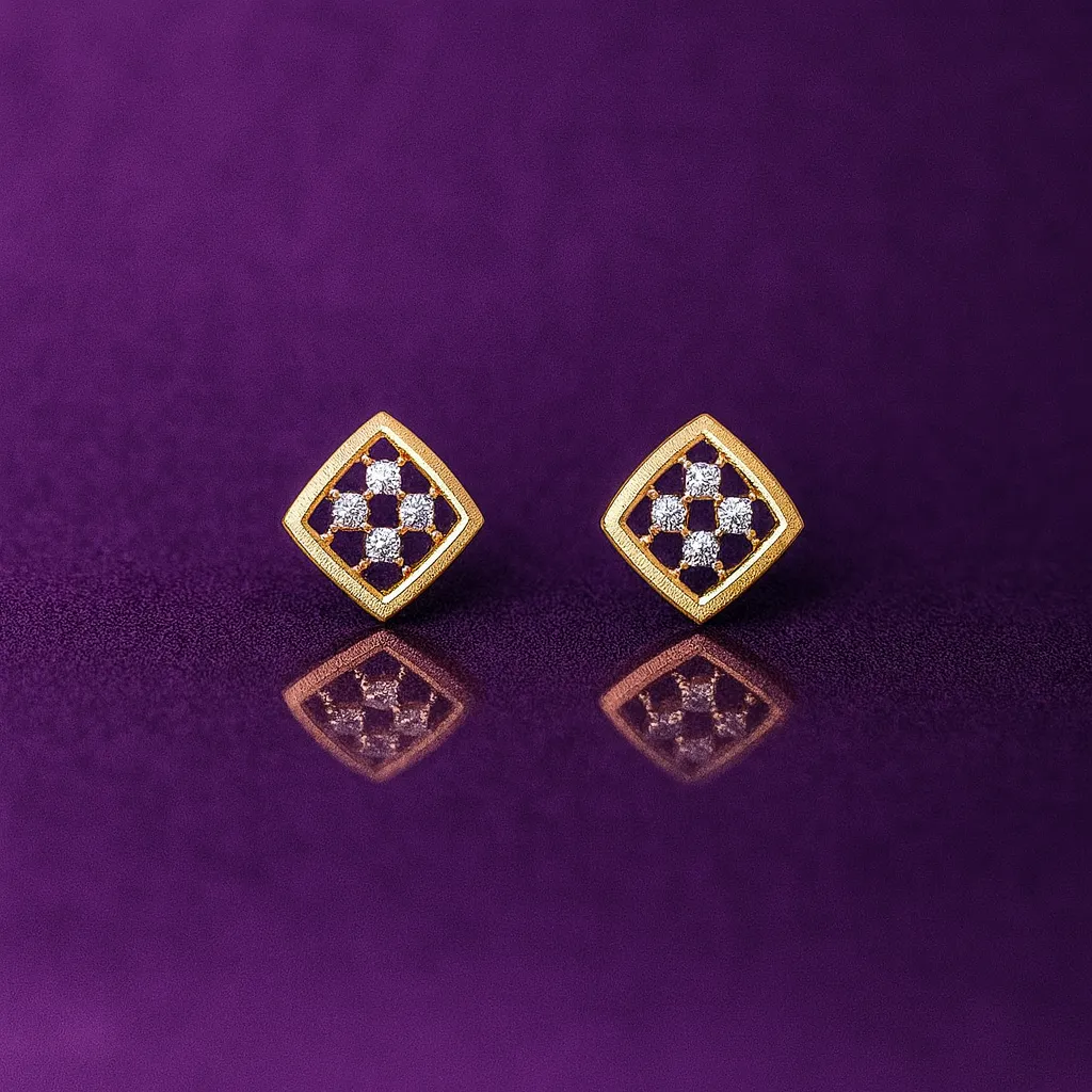 Geometric Diamond Cluster Stud Earrings