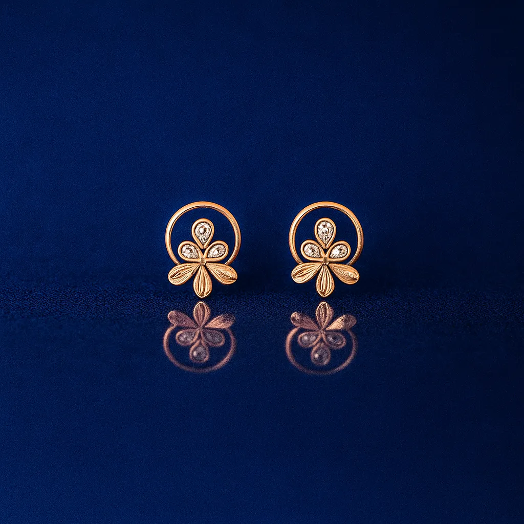 Floral Circle Gold Plated Stud Earrings
