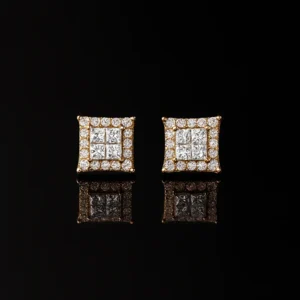 Square Princess Cut Diamond Stud Earrings
