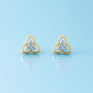 Delicate Silver Triangular Floral Diamond Earrings