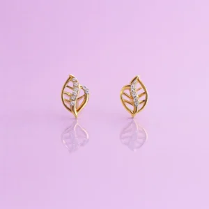 Graceful Silver Leaf Motif Diamond Earrings