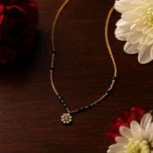 Elegant single flower pendant gold plated mangalsutra