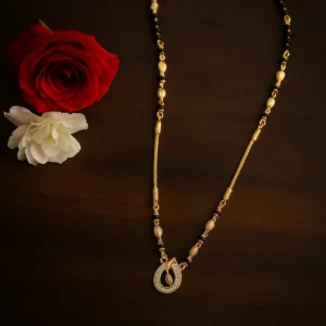Traditional teardrop motif gold plated mangalsutra