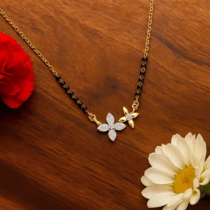 Floral twin pendant modern gold plated mangalsutra