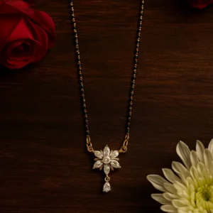 Floral diamond drop mangalsutra with traditional charm