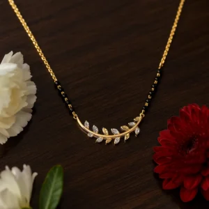 Leaf motif diamond mangalsutra in contemporary style