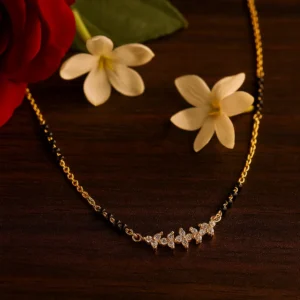 Delicate floral vine diamond mangalsutra necklace