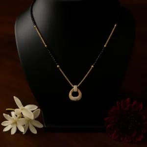 Round diamond studded circle pendant mangalsutra with charm