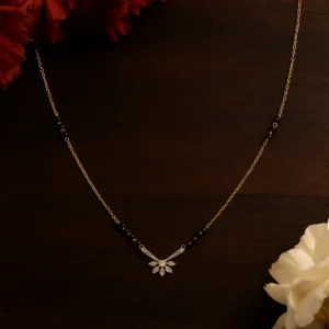 Graceful floral cluster mangalsutra with delicate bead chain