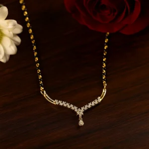 Graceful v curve diamond mangalsutra with dangling stone
