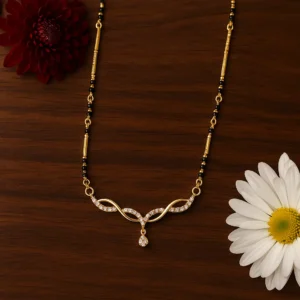 Stylish wave pattern diamond studded mangalsutra