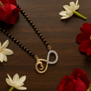 Heart duo pendant mangalsutra with artistic chain design
