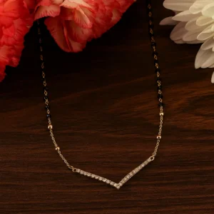 V shaped diamond studded mangalsutra with sleek elegant chain