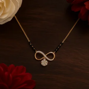 Infinity motif mangalsutra with floral diamond detailing