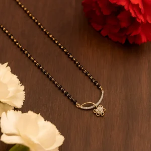 Modern floral motif mangalsutra with elegant stone setting