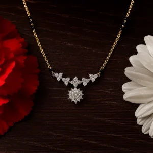 Designer floral motif mangalsutra with radiant American diamond design